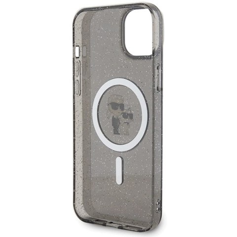 Etui Karl Lagerfeld Karl&Choupette Glitter MagSafe na iPhone 15 Plus - czarne Etui Karl Lagerfeld Karl&Choupette Glitter MagSafe na iPhone 15 Plus - czarne