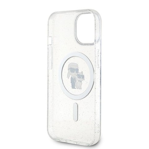 Etui Karl Lagerfeld Karl&Choupette Glitter MagSafe na iPhone 15 Plus - przezroczyste