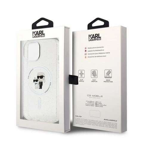 Etui Karl Lagerfeld Karl&Choupette Glitter MagSafe na iPhone 15 Plus - przezroczyste