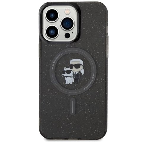 Etui Karl Lagerfeld Karl&Choupette Glitter MagSafe na iPhone 15 Pro Max - czarne Etui Karl Lagerfeld Karl&Choupette Glitter MagSafe na iPhone 15 Pro Max - czarne