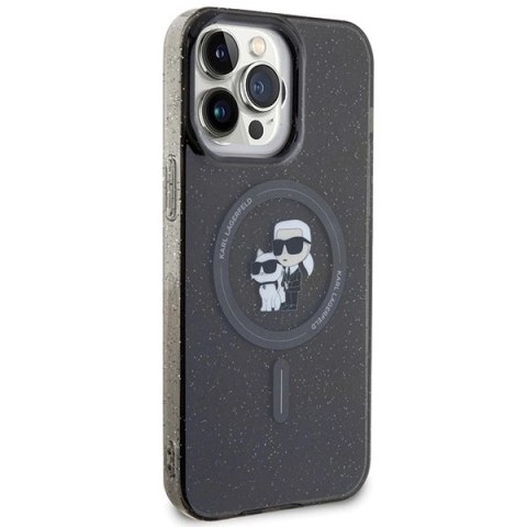 Etui Karl Lagerfeld Karl&Choupette Glitter MagSafe na iPhone 15 Pro Max - czarne Etui Karl Lagerfeld Karl&Choupette Glitter MagSafe na iPhone 15 Pro Max - czarne