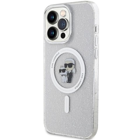 Etui Karl Lagerfeld Karl&Choupette Glitter MagSafe na iPhone 15 Pro Max - przezroczyste