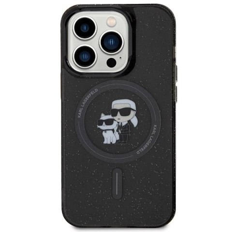Etui Karl Lagerfeld Karl&Choupette Glitter MagSafe na iPhone 15 Pro - czarne Etui Karl Lagerfeld Karl&Choupette Glitter MagSafe na iPhone 15 Pro - czarne