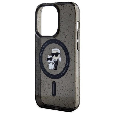 Etui Karl Lagerfeld Karl&Choupette Glitter MagSafe na iPhone 15 Pro - czarne Etui Karl Lagerfeld Karl&Choupette Glitter MagSafe na iPhone 15 Pro - czarne