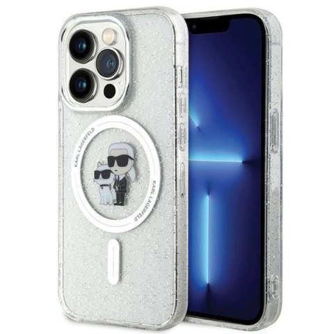 Etui Karl Lagerfeld Karl&Choupette Glitter MagSafe na iPhone 15 Pro - przezroczyste Etui Karl Lagerfeld Karl&Choupette Glitter MagSafe na iPhone 15 Pro - przezroczyste