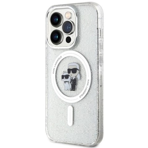 Etui Karl Lagerfeld Karl&Choupette Glitter MagSafe na iPhone 15 Pro - przezroczyste Etui Karl Lagerfeld Karl&Choupette Glitter MagSafe na iPhone 15 Pro - przezroczyste