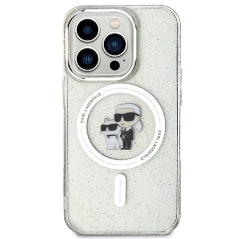 Etui Karl Lagerfeld Karl&Choupette Glitter MagSafe na iPhone 15 Pro - przezroczyste Etui Karl Lagerfeld Karl&Choupette Glitter MagSafe na iPhone 15 Pro - przezroczyste