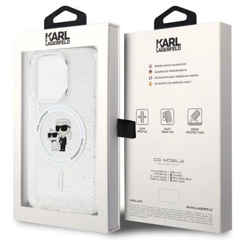 Etui Karl Lagerfeld Karl&Choupette Glitter MagSafe na iPhone 15 Pro - przezroczyste Etui Karl Lagerfeld Karl&Choupette Glitter MagSafe na iPhone 15 Pro - przezroczyste