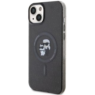Etui Karl Lagerfeld Karl&Choupette Glitter MagSafe na iPhone 15 - czarne