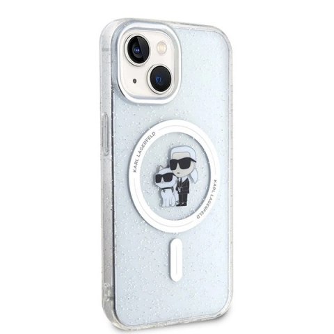 Etui Karl Lagerfeld Karl&Choupette Glitter MagSafe na iPhone 15 - przezroczyste