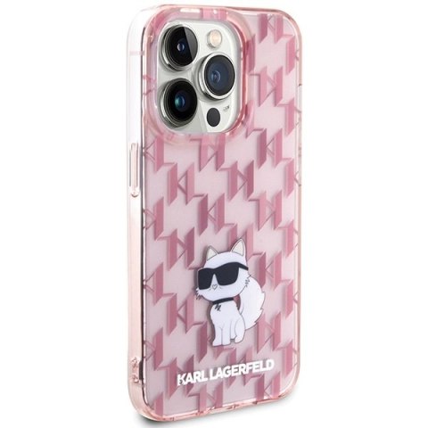 Etui Karl Lagerfeld Monogram Choupette na iPhone 15 Pro Max - różowe Etui Karl Lagerfeld Monogram Choupette na iPhone 15 Pro Max - różowe