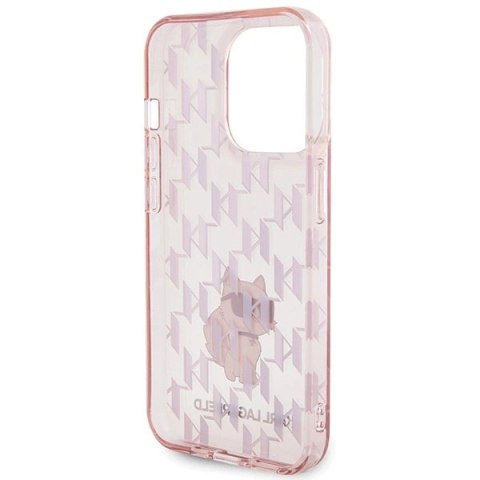 Etui Karl Lagerfeld Monogram Choupette na iPhone 15 Pro Max - różowe Etui Karl Lagerfeld Monogram Choupette na iPhone 15 Pro Max - różowe