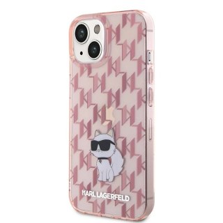 Etui Karl Lagerfeld Monogram Choupette na iPhone 15 - różowe