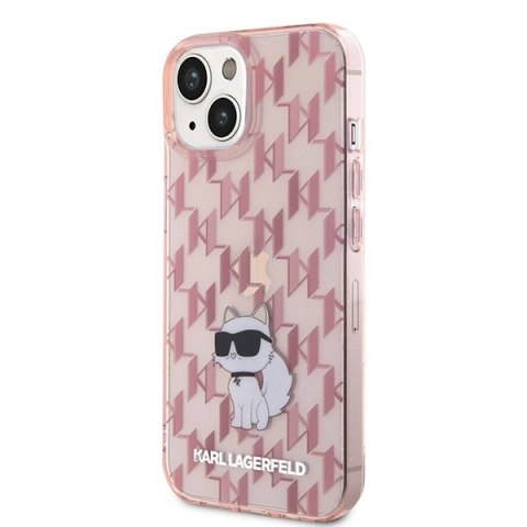 Etui Karl Lagerfeld Monogram Choupette na iPhone 15 - różowe Etui Karl Lagerfeld Monogram Choupette na iPhone 15 - różowe
