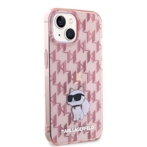Etui Karl Lagerfeld Monogram Choupette na iPhone 15 - różowe Etui Karl Lagerfeld Monogram Choupette na iPhone 15 - różowe