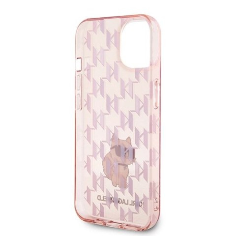 Etui Karl Lagerfeld Monogram Choupette na iPhone 15 - różowe Etui Karl Lagerfeld Monogram Choupette na iPhone 15 - różowe