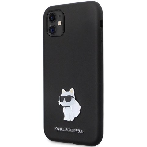 Etui Karl Lagerfeld Silicone Choupette Metal Pin na iPhone 11 / Xr - czarne Etui Karl Lagerfeld Silicone Choupette Metal Pin na iPhone 11 / Xr - czarne