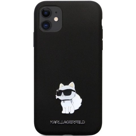 Etui Karl Lagerfeld Silicone Choupette Metal Pin na iPhone 11 / Xr - czarne Etui Karl Lagerfeld Silicone Choupette Metal Pin na iPhone 11 / Xr - czarne