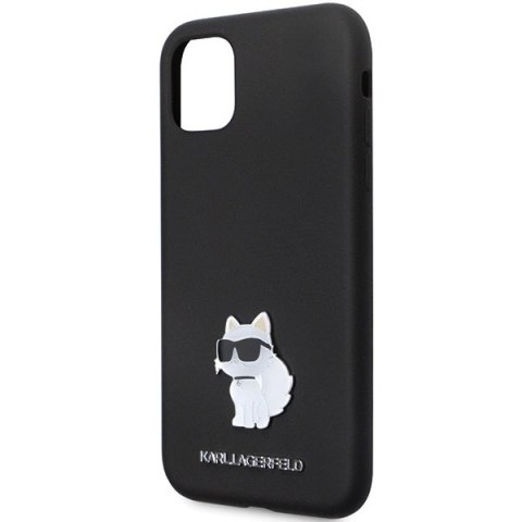 Etui Karl Lagerfeld Silicone Choupette Metal Pin na iPhone 11 / Xr - czarne Etui Karl Lagerfeld Silicone Choupette Metal Pin na iPhone 11 / Xr - czarne