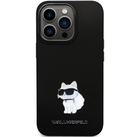 Etui Karl Lagerfeld Silicone Choupette Metal Pin na iPhone 13 Pro / iPhone 13 - czarne Etui Karl Lagerfeld Silicone Choupette Metal Pin na iPhone 13 Pro / iPhone 13 - czarne