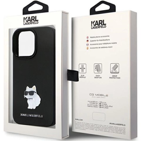 Etui Karl Lagerfeld Silicone Choupette Metal Pin na iPhone 13 Pro / iPhone 13 - czarne Etui Karl Lagerfeld Silicone Choupette Metal Pin na iPhone 13 Pro / iPhone 13 - czarne