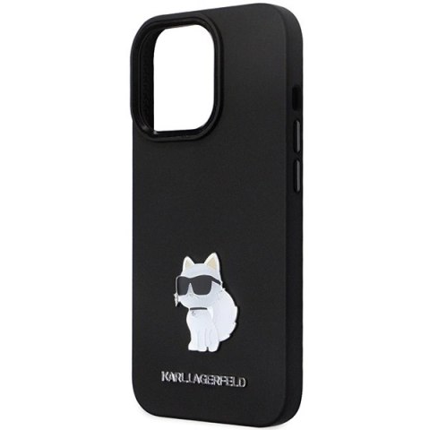 Etui Karl Lagerfeld Silicone Choupette Metal Pin na iPhone 14 Pro - czarne Etui Karl Lagerfeld Silicone Choupette Metal Pin na iPhone 14 Pro - czarne