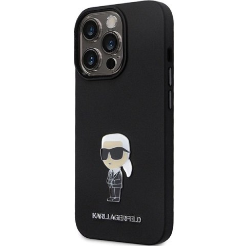 Etui Karl Lagerfeld Silicone Ikonik Metal Pin na iPhone 14 Pro Max - czarne Etui Karl Lagerfeld Silicone Ikonik Metal Pin na iPhone 14 Pro Max - czarne