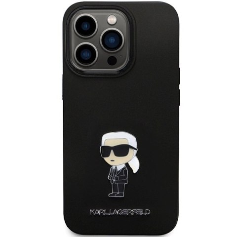 Etui Karl Lagerfeld Silicone Ikonik Metal Pin na iPhone 14 Pro Max - czarne Etui Karl Lagerfeld Silicone Ikonik Metal Pin na iPhone 14 Pro Max - czarne