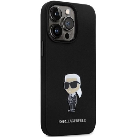 Etui Karl Lagerfeld Silicone Ikonik Metal Pin na iPhone 14 Pro Max - czarne Etui Karl Lagerfeld Silicone Ikonik Metal Pin na iPhone 14 Pro Max - czarne