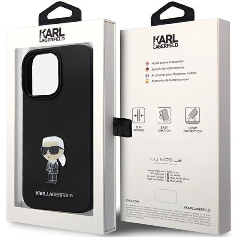 Etui Karl Lagerfeld Silicone Ikonik Metal Pin na iPhone 14 Pro Max - czarne Etui Karl Lagerfeld Silicone Ikonik Metal Pin na iPhone 14 Pro Max - czarne