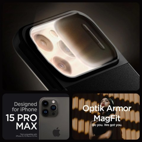 Etui Spigen Optik Armor Mag z MagSafe na iPhone 15 Pro Max - czarne