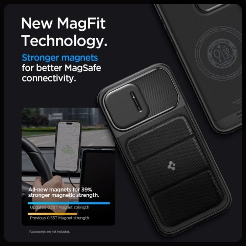 Etui Spigen Optik Armor Mag z MagSafe na iPhone 15 Pro - czarne