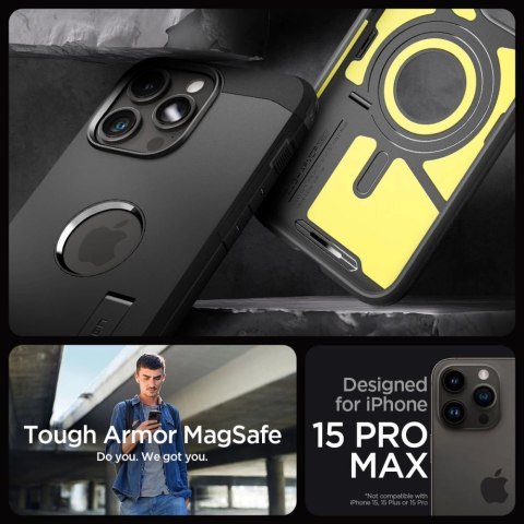 Etui Spigen Tough Armor MagSafe na iPhone 15 Pro Max - czarne