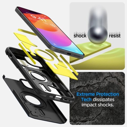 Etui Spigen Tough Armor MagSafe na iPhone 15 - czarne Etui Spigen Tough Armor MagSafe na iPhone 15 - czarne
