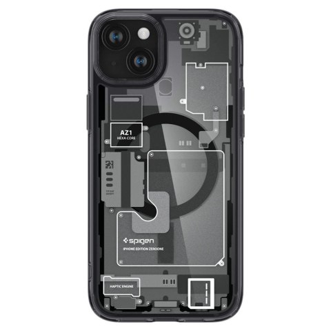 Etui Spigen Ultra Hybrid Mag z MagSafe na iPhone 15 Plus - ciemnoszare (wzór Zero One) Etui Spigen Ultra Hybrid Mag z MagSafe na iPhone 15 Plus - ciemnoszare (wzór Zero One)
