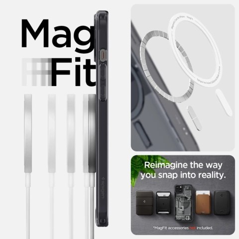 Etui Spigen Ultra Hybrid Mag z MagSafe na iPhone 15 Plus - ciemnoszare (wzór Zero One) Etui Spigen Ultra Hybrid Mag z MagSafe na iPhone 15 Plus - ciemnoszare (wzór Zero One)