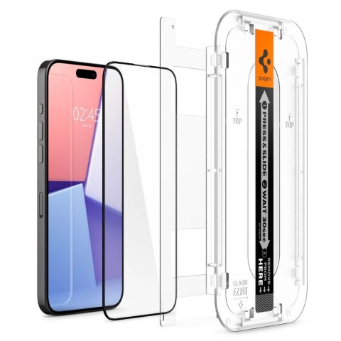 Szkło hartowane Spigen Glas.tR EZ Fit FC na iPhone 15 Pro Max - czarne 2 szt. Szkło hartowane Spigen Glas.tR EZ Fit FC na iPhone 15 Pro Max - czarne 2 szt.