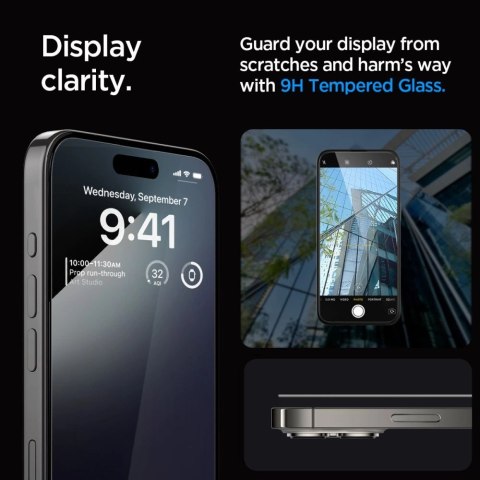 Szkło hartowane Spigen Glas.tR EZ Fit FC na iPhone 15 Pro Max - czarne