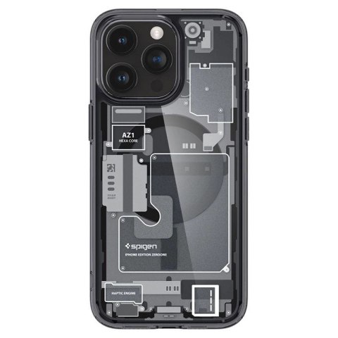 Etui Spigen Ultra Hybrid Mag z MagSafe na iPhone 15 Pro Max - ciemnoszare (wzór Zero One) Etui Spigen Ultra Hybrid Mag z MagSafe na iPhone 15 Pro Max - ciemnoszare (wzór Zero One)