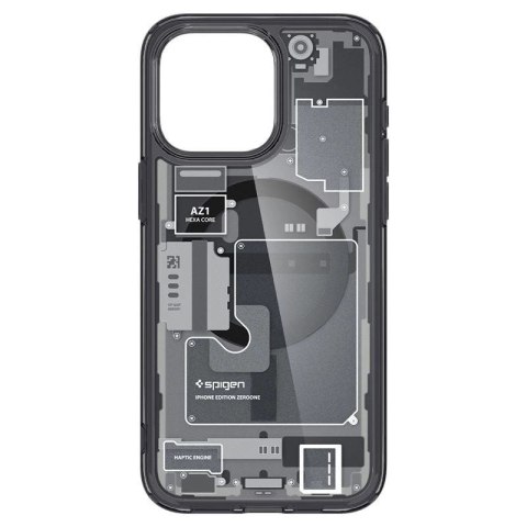 Etui Spigen Ultra Hybrid Mag z MagSafe na iPhone 15 Pro Max - ciemnoszare (wzór Zero One) Etui Spigen Ultra Hybrid Mag z MagSafe na iPhone 15 Pro Max - ciemnoszare (wzór Zero One)