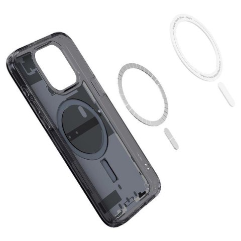 Etui Spigen Ultra Hybrid Mag z MagSafe na iPhone 15 Pro Max - ciemnoszare (wzór Zero One) Etui Spigen Ultra Hybrid Mag z MagSafe na iPhone 15 Pro Max - ciemnoszare (wzór Zero One)