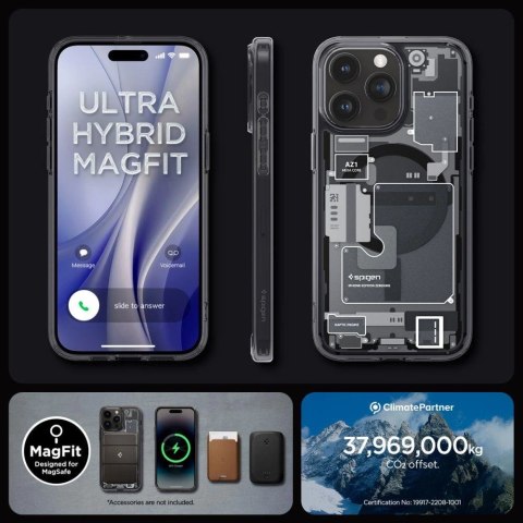Etui Spigen Ultra Hybrid Mag z MagSafe na iPhone 15 Pro Max - ciemnoszare (wzór Zero One) Etui Spigen Ultra Hybrid Mag z MagSafe na iPhone 15 Pro Max - ciemnoszare (wzór Zero One)