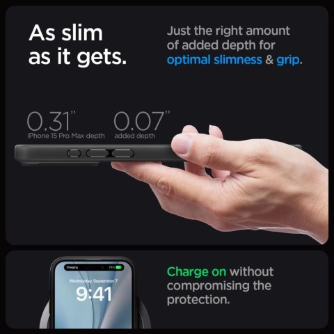 Etui Spigen Ultra Hybrid Mag z MagSafe na iPhone 15 Pro Max - przezroczysto-czarne