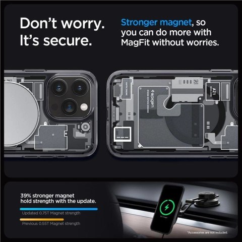 Etui Spigen Ultra Hybrid Mag z MagSafe na iPhone 15 Pro - ciemnoszare (wzór Zero One) Etui Spigen Ultra Hybrid Mag z MagSafe na iPhone 15 Pro - ciemnoszare (wzór Zero One)