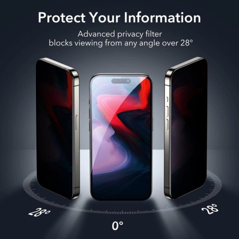 Szkło hartowane ESR Tempered Glass Privacy na iPhone 15 Pro Max Szkło hartowane ESR Tempered Glass Privacy na iPhone 15 Pro Max