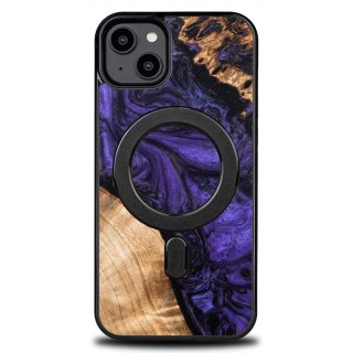 Etui Bewood Unique MagSafe Violet z drewna i żywicy na iPhone 15 Plus - fioletowo-czarne