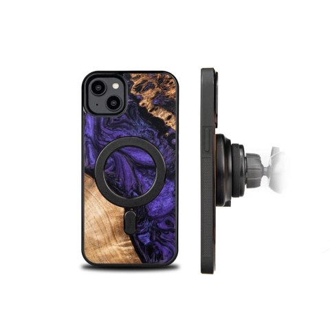 Etui Bewood Unique MagSafe Violet z drewna i żywicy na iPhone 15 Plus - fioletowo-czarne Etui Bewood Unique MagSafe Violet z drewna i żywicy na iPhone 15 Plus - fioletowo-czarne