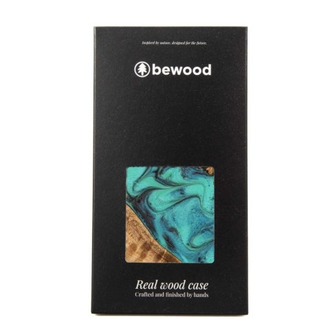 Etui Bewood Unique Turquoise z drewna i żywicy na iPhone 15 Plus - turkusowo-czarne Etui Bewood Unique Turquoise z drewna i żywicy na iPhone 15 Plus - turkusowo-czarne