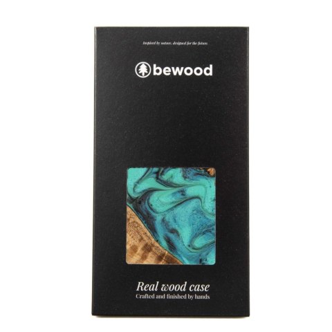 Etui Bewood Unique Turquoise z drewna i żywicy na iPhone 15 Pro Max - turkusowo-czarne Etui Bewood Unique Turquoise z drewna i żywicy na iPhone 15 Pro Max - turkusowo-czarne