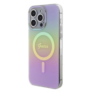 Etui Guess IML Iridescent MagSafe do iPhone 15 Pro Max - różowe